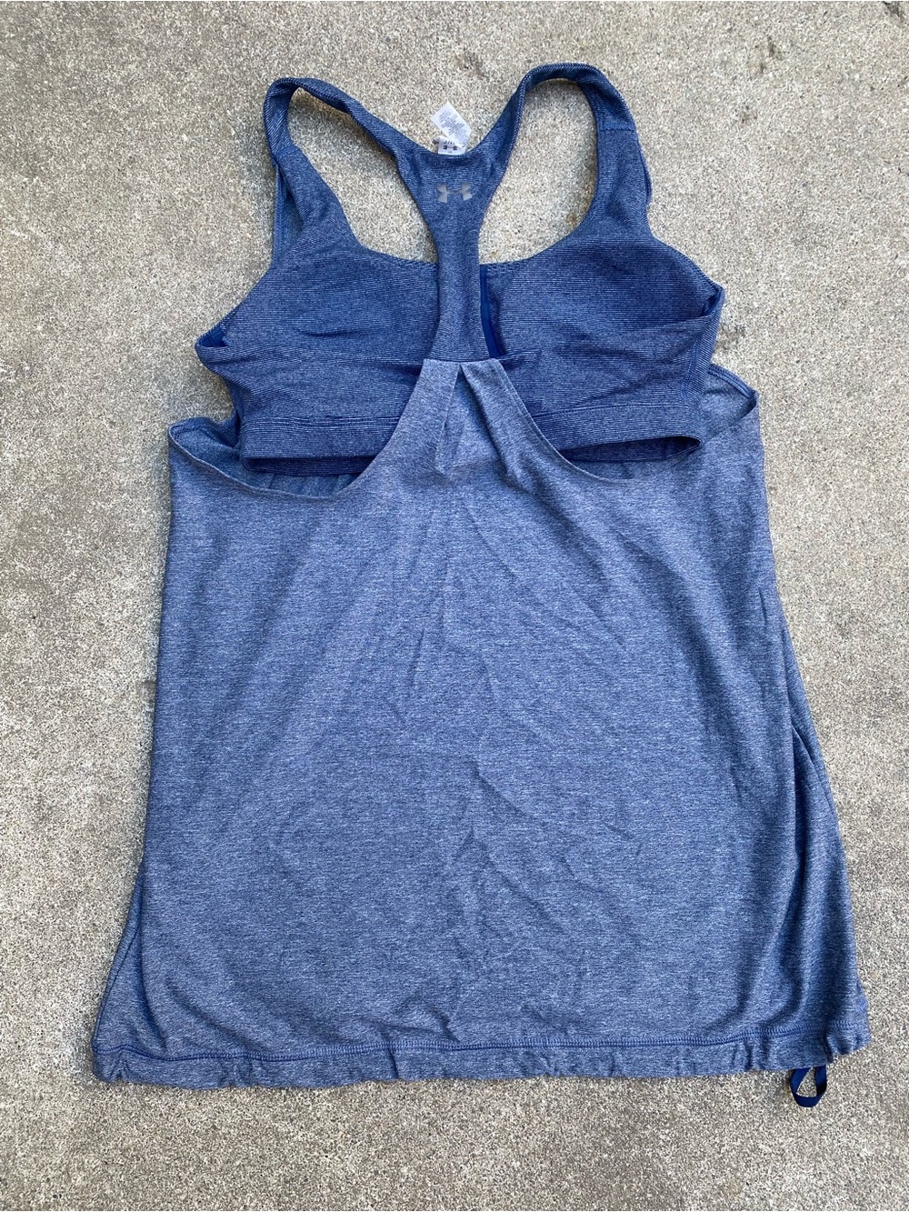 Under Armour Heathered Navy Racerback Tank with Built-In Shelf Bra activewear